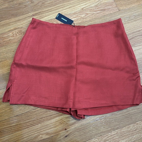 High waisted linen blend skort - Picture 3 of 4